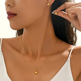 Комплект из ожерелья и серег-гвоздиков из нержавеющей стали с полукруглым кулоном для женщин