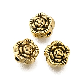 Rack Plating Flower Brass Beads, Lead Free & Cadmium Free, Long-Lasting Plated