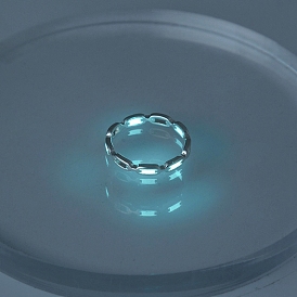 Luminous Brass Rectangular Chain Hollow Finger Ring for Unisex, Glow in the Dark Ring