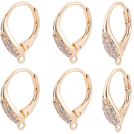 10шт. латунная фурнитура для сережек с кубическим цирконием, с петлей