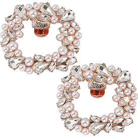 2зажимы для обуви из сплава, украшение для обуви со стразами и пластиковой имитацией жемчуга, овальные