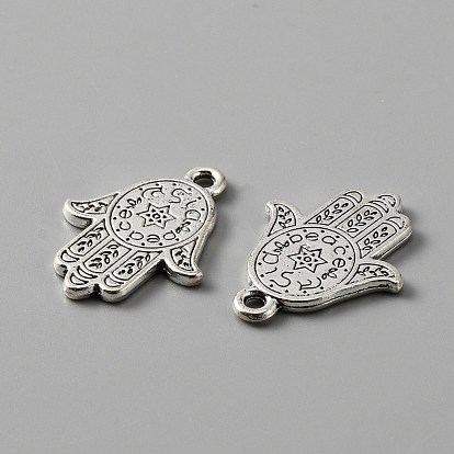 Breloque en alliage de style tibétain, main hamsa/main de miriam avec étoile de david