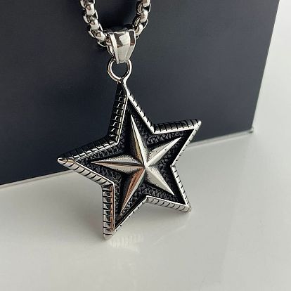 Стильное 304 ожерелье-подвеска в форме панк-звезды из нержавеющей стали унисекс, хип-хоп модный кулон