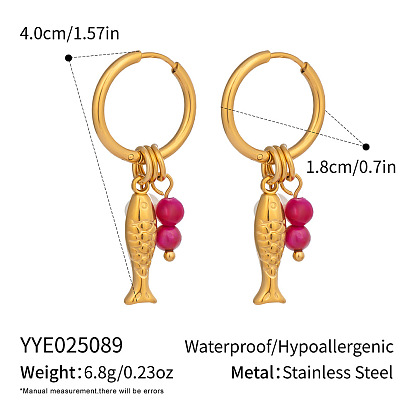 Серьги-кольца из нержавеющей стали, с имитацией жемчуга