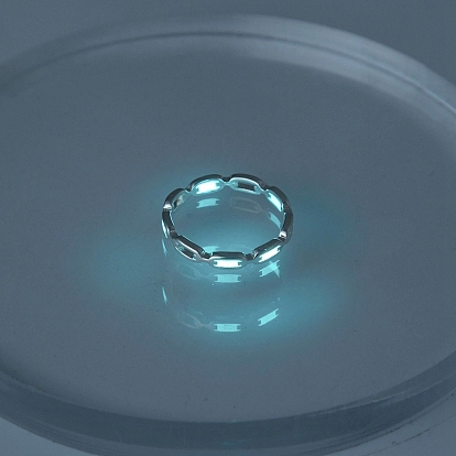 Anillo de dedo hueco de cadena rectangular de latón luminoso para unisex, brilla en el anillo oscuro