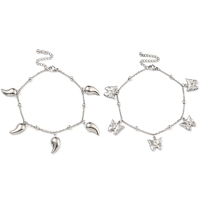 304 женские браслеты с подвесками из нержавеющей стали, цвет нержавеющей стали