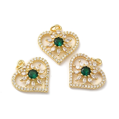 Стойки обшивки латунь кубического циркония подвески, с целью перехода в кольце, без свинца и без кадмия, долговечное покрытие из настоящего золота 18 k, сердце с цветочным шармом