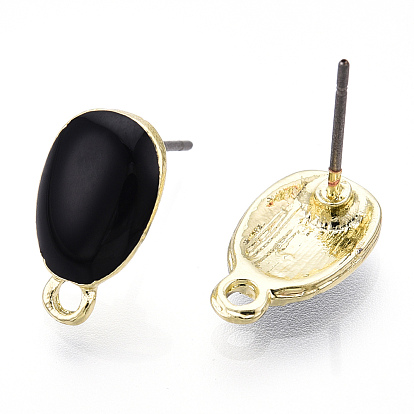 Conclusions de la boucle d'oreille en alliage émaillé, avec 304 broches en acier inoxydable & avec boucles horizontales, larme, or et de lumière
