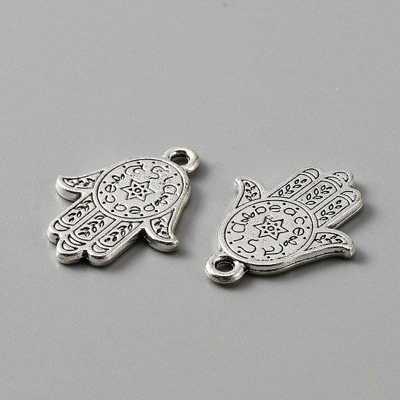 Breloque en alliage de style tibétain, main hamsa/main de miriam avec étoile de david