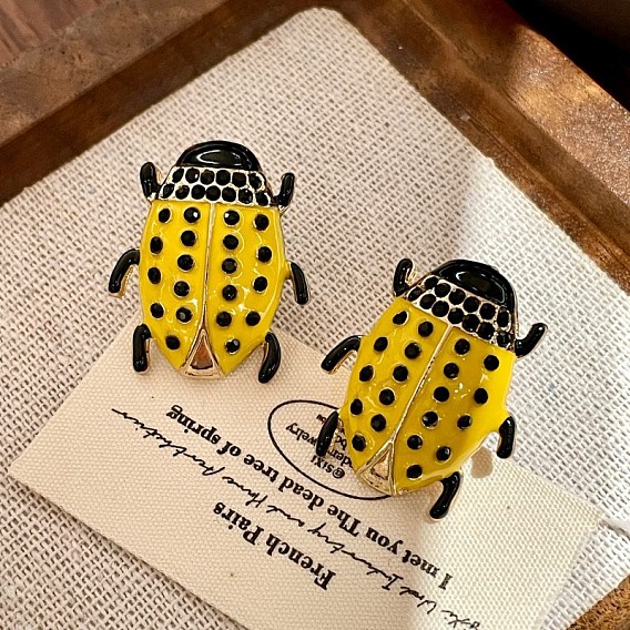 Сплав эмали серьга, со стразами, насекомое