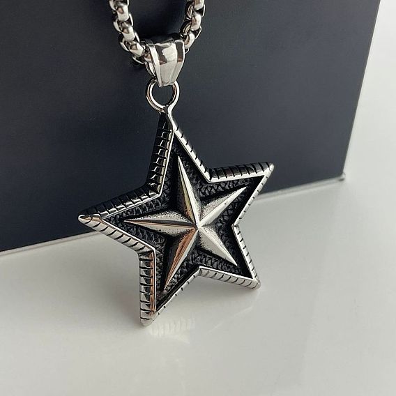 Стильное 304 ожерелье-подвеска в форме панк-звезды из нержавеющей стали унисекс, хип-хоп модный кулон