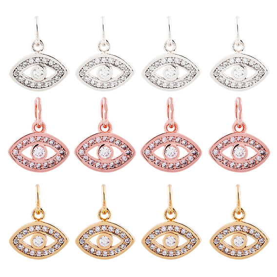 CZ Brass Micro Pave Cubic Zirconia Evil Eye Charms