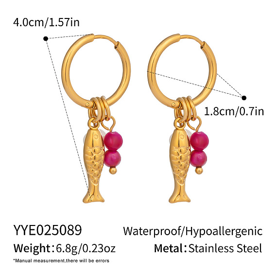 Серьги-кольца из нержавеющей стали, с имитацией жемчуга