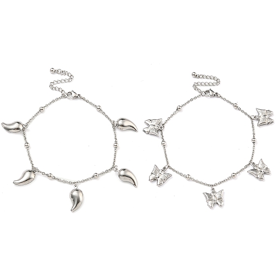 304 женские браслеты с подвесками из нержавеющей стали, цвет нержавеющей стали