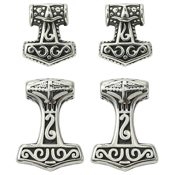 4 шт 2 стили 304 подвески из нержавеющей стали, Молот тора