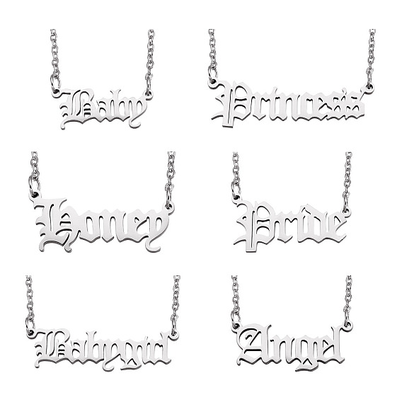 Поцелуй 6шт 6 стиль 304 слово кулон из нержавеющей стали ожерелье, изящные украшения для женщин