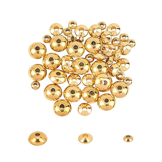 PVD Vacuum Plating 304 Stainless Steel Spacer Beads, Flat Round