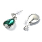 Rhinestone Teardrop Jewelry Set, Alloy Bib Necklace & Dangle Stud Earrings