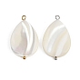 Подвески-капли из натуральных ракушек, с 304 петлями из нержавеющей стали, цвет морской раковины, ионное покрытие (ip)