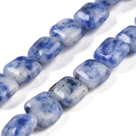 Perles de jaspe tache bleue naturelle, carrée