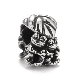 304 Stainless Steel European Beads, Large Hole Bead, Frog