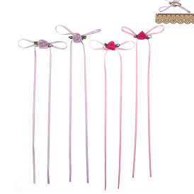 600Pcs 2 Colors Purple & Pink Ribbon Bowknot Alligator Hair Clips Set, with Iron Clips, For Women Girls