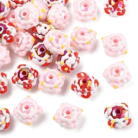 30 шт 2 цвета непрозрачные акриловые бусины, с эмалью, бусины ручной работы, круглые