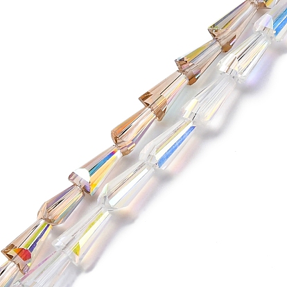 Прозрачные стеклянные бусины гальваническим пряди, нити конусных бусин, граненые