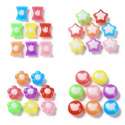 Двухцветные непрозрачные акриловые бусины, имитация желе