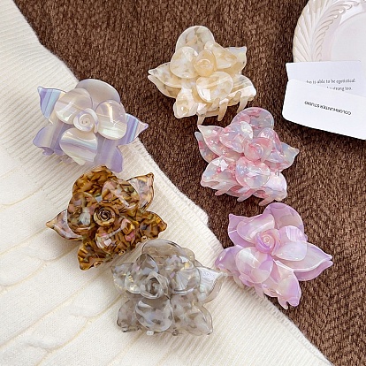 Заколки для волос с когтями из ацетата целлюлозы (смола), цветок, заколка для волос для женщин и девочек