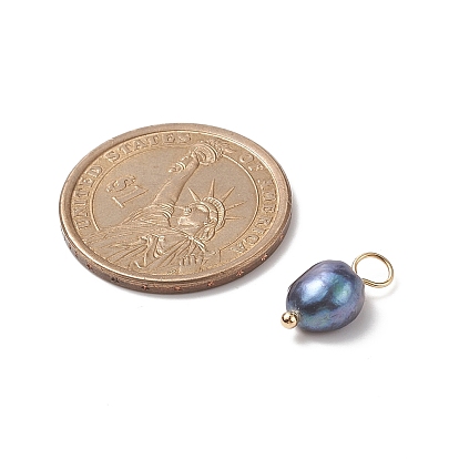 Pendentifs de perles d'eau douce de culture naturelle, avec goupilles en laiton, deux faces polies