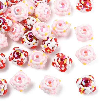 30 шт 2 цвета непрозрачные акриловые бусины, с эмалью, бусины ручной работы, круглые