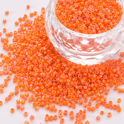 Frosted Glass Cylinder Beads, Seed Beads, Opaque Colours Rainbow, Round Hole