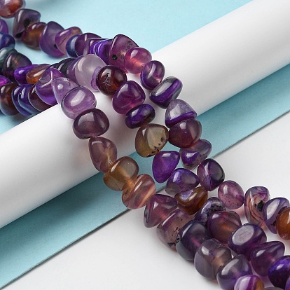 Natural Agate Beads Strands, Dyed, Nuggets