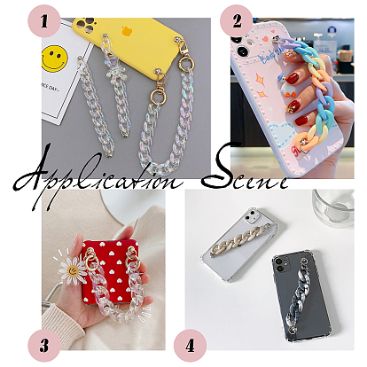 Acrylic Curb Chain for DIY Keychains, Phone Case Decoration Jewelry Accessories, with Brass Screw Nuts and Iron Screws