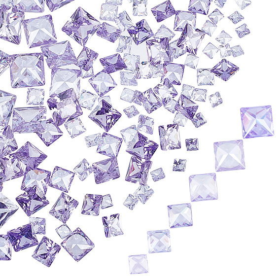 120шт 6 стиль кубический цирконий кабошоны, класс А, граненые, квадратный