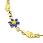 Enamel Flower & Fish Link Chain Bracelet, Vacuum Plating Golden 201 Stainless Steel Bracelet for Women