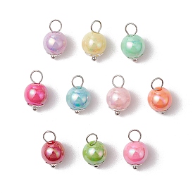 Непрозрачные акриловые подвески, с медными петлями, круглые