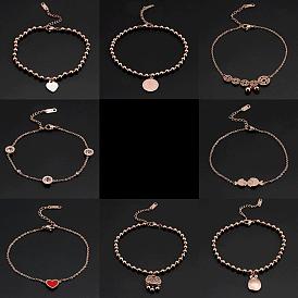 Браслеты из нержавеющей стали с подвесками, украшения для женщин, золотые