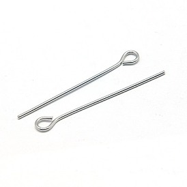 304 Stainless Steel Eye Pin, 26mm, Pin: 0.6mm, Hole: 2mm, about 5000pcs/bag