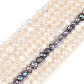 Нити из натурального культивированного пресноводного жемчуга, двух сторон полированной