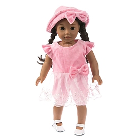 Bowknot Pattern Summer Cloth Doll Dress, Doll Clothes Outfits, for 18 inch Girl Doll Dressing Accessories