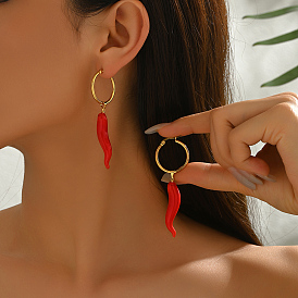 Винтажные серьги-кольца из нержавеющей стали красного перца чили