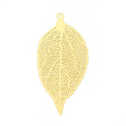 Латунные большие кулоны, лист, гравированные металлические украшения, долговечный, без никеля 