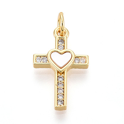 Латунные микропаве прозрачные подвески с фианитом, без кадмия и без свинца, с оболочкой, пересекаются с сердцем, с целью перехода в кольце