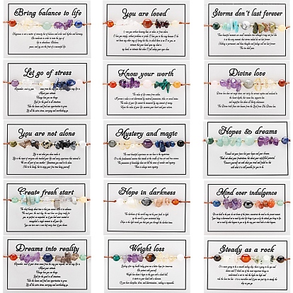 Натуральный смешанный драгоценный камень плетеные браслеты из бисера, регулируемый браслет круглой формы и фишек