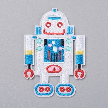 Computerized Embroidery Cloth Iron on/Sew on Patches, Costume Accessories, Appliques, for Backpacks, Clothes, Robot