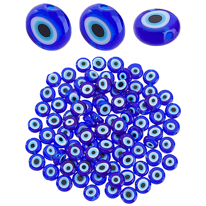 2нити ручной работы, нити бусин-лэмпворк от сглаза, плоско-круглые