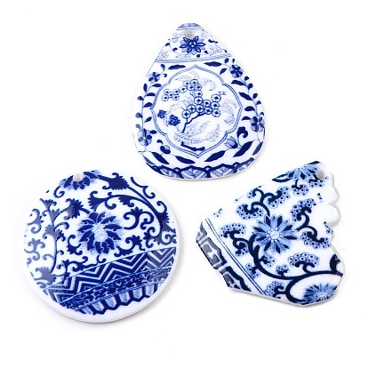 Печатные подвески из смолы, имитация синего и белого фарфора