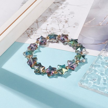 Glass Star Beaded Stretch Bracelet for Women